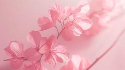 Fototapeta premium Delicate pink flowers with soft focus and a pastel background. AI generated images.