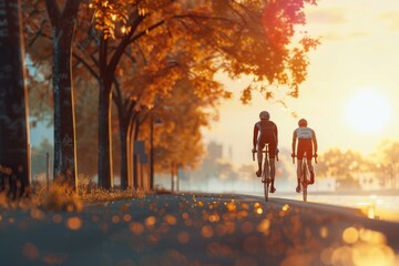Two people riding bicycles on a paved road