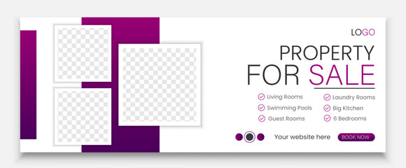 Real estate web banner and social media facebook cover template