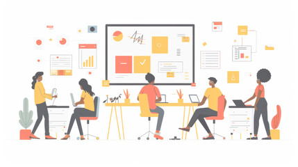 オフィスで働く人々