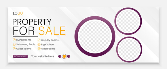 Real estate web banner and social media facebook cover template