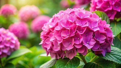 Pink hydrangea blooms with vibrant petals in full bloom, hydrangea, pink, blooms, flowers, vibrant, petals, plant, garden