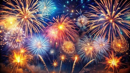 Fototapeta premium Festive fireworks display ringing in the new year with sparks flying high, fireworks, celebration, new year, sparkler