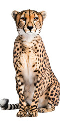 Fototapeta premium [Transparent Background PNG]Cheetah Sitting On White Background