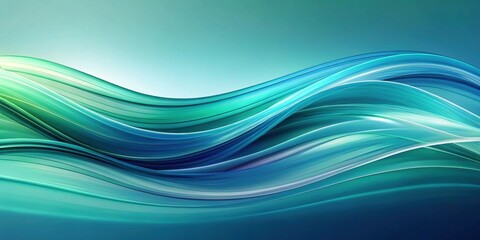 Fototapeta premium Abstract waves in shades of blue and green, abstract, waves, water, ocean, sea, ripples, flowing, tranquility, serene, peaceful