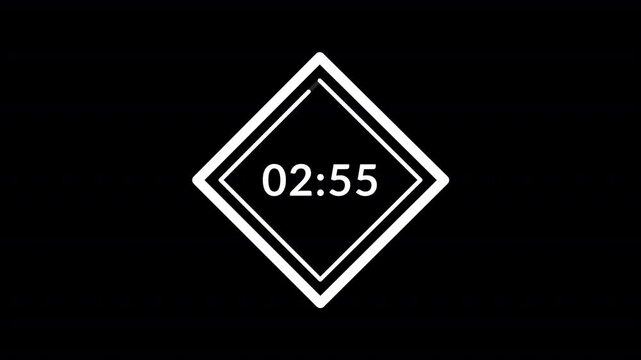3 minutes countdown timer, 3 minutes timer animation, three minutes to zero second timer countdown on black background animation.