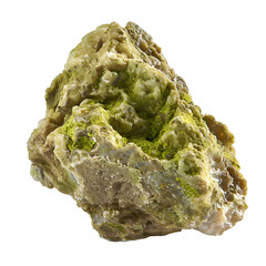 [Transparent Background PNG]Green Moss Covered Stone Isolated on White Background