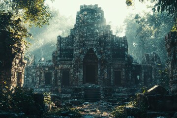Fototapeta premium Explore the majestic remnants of forgotten civilizations with intricate stonework and faded grandeur