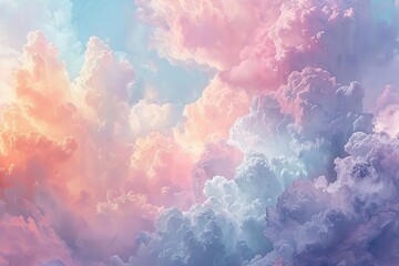 Colorfull blue and pink clouds and sun