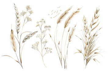 Close-up shot of different plants on a clean white surface, great for illustrating various concepts and ideas