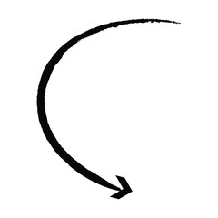 long arrow. Semi circle arrow. Vector illustration. Semicircular curved thin long arrow. Eps 10.