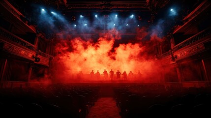 Ghostly Performance in Haunted Victorian Theater - Spectral Figures on Stage with Selective Focus Copy Space, Ultra HD