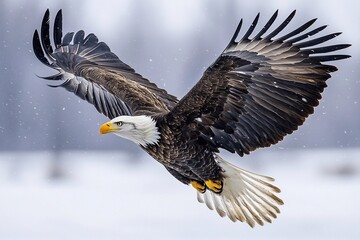 Obraz premium bald eagle fly in winter nature