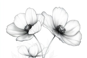 Fototapeta premium simple flowers line art isolated on white background