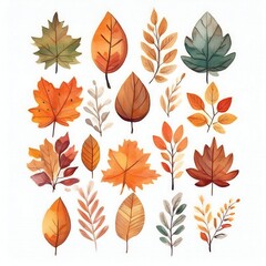 Obraz premium Watercolor style cliparts on the theme of autumn