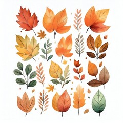 Fototapeta premium Watercolor style cliparts on the theme of autumn
