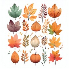 Obraz premium Watercolor style cliparts on the theme of autumn