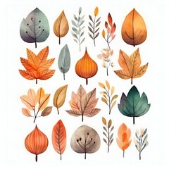 Obraz premium Watercolor style cliparts on the theme of autumn