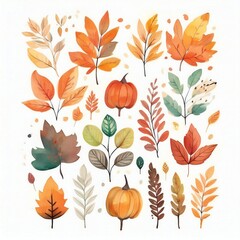 Obraz premium Watercolor style cliparts on the theme of autumn