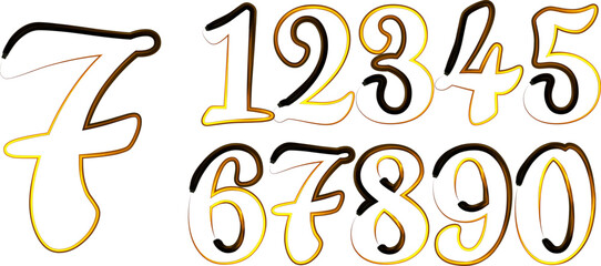 Set of colorful numbers. Creative decotative coloured digits. Isolated abstract graphic design template, numbers