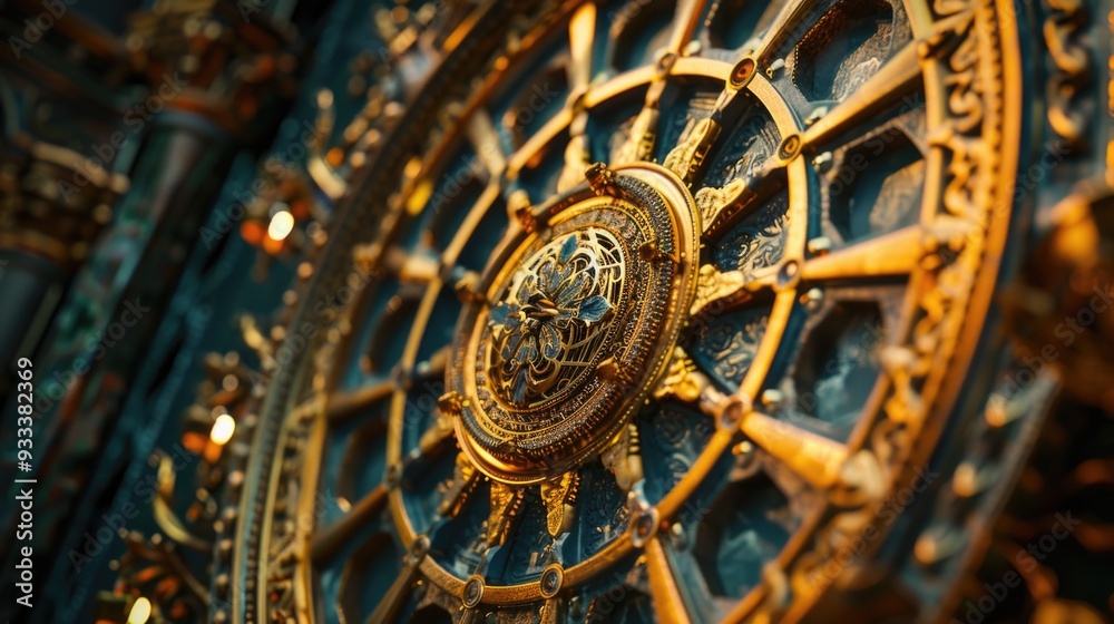 Poster a close-up shot of a clock on a building wall, providing a detailed view of the clock's face and sur