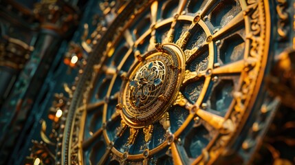 Obraz premium A close-up shot of a clock on a building wall, providing a detailed view of the clock's face and surroundings