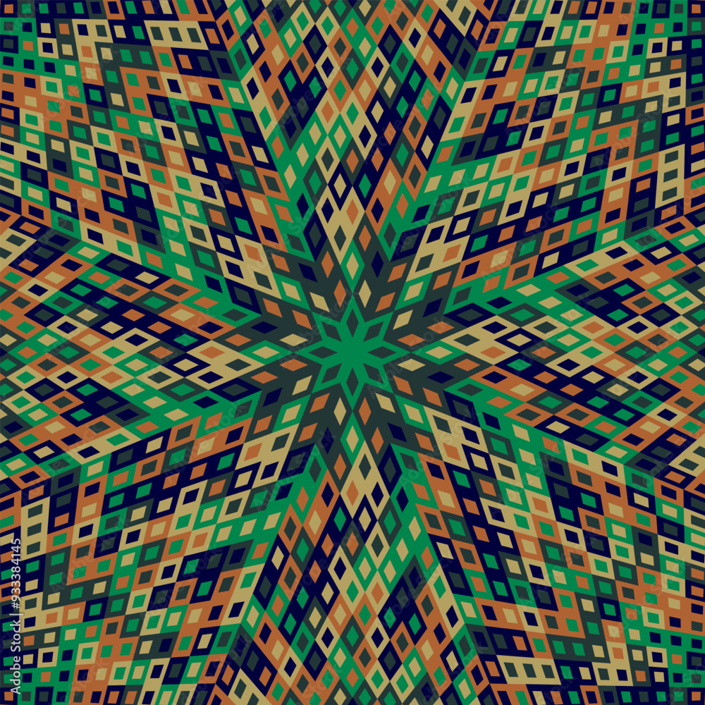 Poster abstract dynamic colorful pattern mosaic background design - hypnotic circular vector graphic with g
