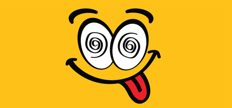 recommend clip art: Cartoon, comic mascot, make a crazy face and love. Sticking out tongue. Silly, face. Emoji, Teasing Fun making. You make me crazy. Stupid face and crossed eyes. Funny happy eye.