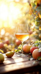 A glass of cider. AI generative.