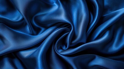 Obraz premium A close-up of indigo silk fabric draped elegantly, showcasing its luxurious texture and sheen