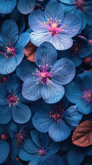 Obraz premium Delicate blue flowers with intricate veining and soft glowing petals in a detailed macro shot.