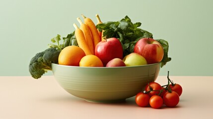 A bowl filled with fresh fruits and vegetables