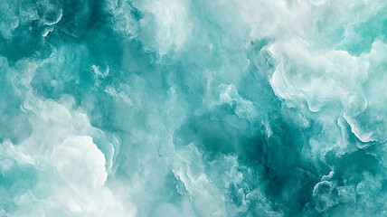 Obraz premium Swirling turquoise and white abstract clouds in a serene composition