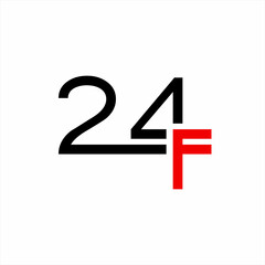 Unique modern 24 F number logo design.