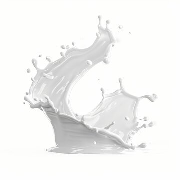 recommend clip art: 3d render, milk splash isolated on white background. White paint splashing. Cosmetics moisturizing lotion, Generative AI