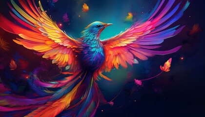 Obraz premium Colorful bird power, rebirth