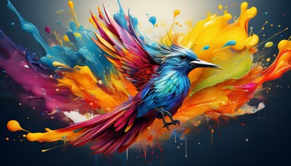 Fototapeta premium Colorful bird power, rebirth