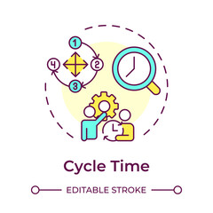 Cycle time multi color concept icon. Development management, workflow. Agile methodology. Round shape line illustration. Abstract idea. Graphic design. Easy to use in infographic, presentation