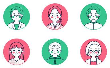 男女のかわいい顔イラスト素材