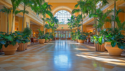 Classic Tropical Hotel Lobby Elegant and Relaxed high detail