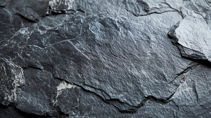 Close-up view of textured black slate rock surface showcasing natural patterns and layers