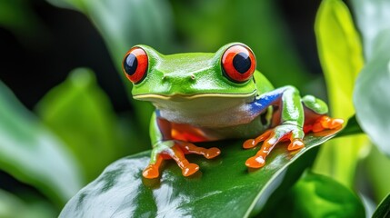 Red-Eyed Tree Frog on a Leaf