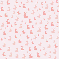 Seamless pattern of pink bunnies rabbit on a white background.