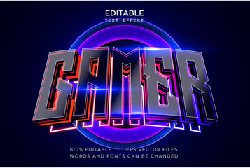 gamer 3d neon editable text effects