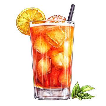 rum punch cocktail clip art isolated on white background