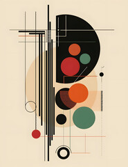 geometric vintage poster, colorful and textured 