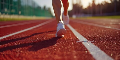 Track runner about to start on the athletics road