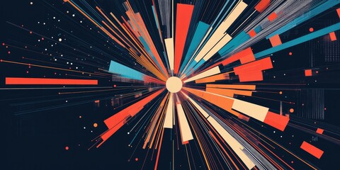 Fototapeta premium Abstract colorful lines radiating from center.
