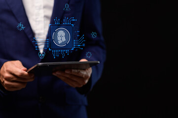 Hologram icon. System concept. Security. via online network