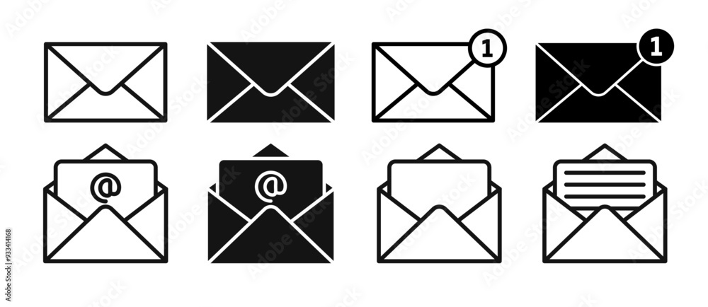 Aufkleber email vector icon set. mail post vector symbol. letter message envelope sign in black color. suitable for apps and websites Ui designs